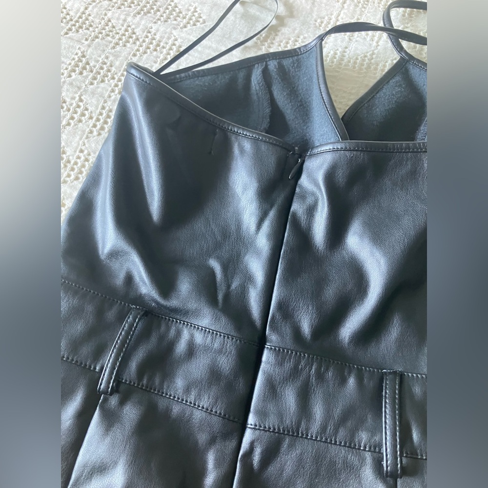 BLUE BLUSH Black Faux Leather Halter Flare Leg Jumpsuit Size S - Picture 12 of 14